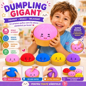 Jucărie Antistres Squishy Dumpling Gigant – Jucărie Moale, Elastică și Relaxantă