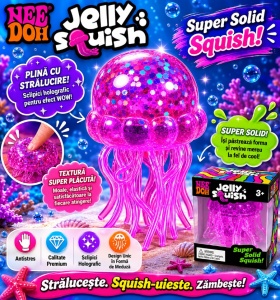 Jucărie Antistres Squishy Meduză Mare cu Sclipici 11cm – Jelly Squishy Elastică, 3+ Ani - Img 3
