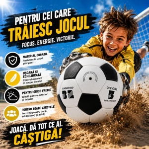 Minge de Fotbal Nr. 5 – Model Clasic Alb-Negru, Rezistentă, pentru Copii și Adulți - Img 2