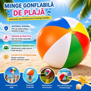Minge Gonflabilă de Plajă Multicoloră – Minge pentru Piscină, Mare și Joacă în Aer Liber - Img 2