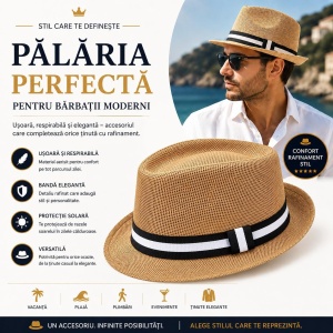 Pălărie Bărbați Elegantă Tip Panama - Ușoară, Respirabilă și Modernă pentru Vară - Img 2