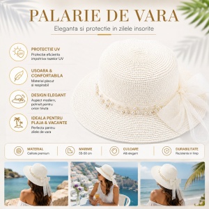 Palarie de vara eleganta pentru plaja, vacante si protectie solara zilnica - Img 2