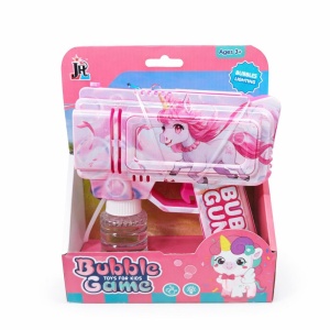 Pistol cu baloane model dragalas cu unicorn, lumini LED, roz, 19,5 cm - Img 2