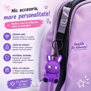 Set 12 Brelocuri Iepuraș 5,5 cm – Mix Culori, Accesorii pentru Chei, Ghiozdan și Geantă - Img 3