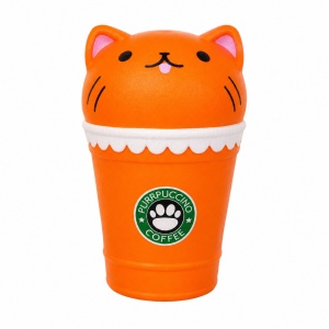 Set 12 jucarii Squishy Purrpuccino Antistres 14cm, Slow Rising, Model Pisicuta Cafea