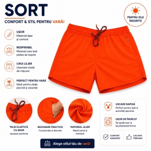 Set 5 Sorturi de Baie Bărbați Portocalii – Material Ușor, Uscare Rapidă și Confort Maxim - Img 2