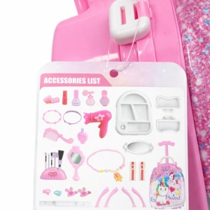 Set de infrumusetare pentru fetite tip troler cu accesorii, unicorn roz - Img 2
