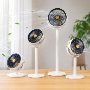 Ventilator vertical 80cm cu picior reglabil, 5 viteze, design modern, alb-negru - Img 3