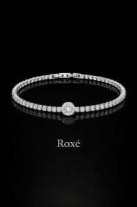 Brățară Roxé Argintie cu Cristal Central și Pietricele, 18 cm - Img 2