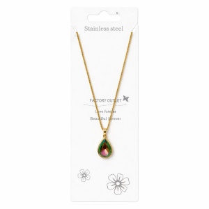 Colier Roxé auriu cu pandantiv lacrima, cristal iridescent, 40 cm, reglabil