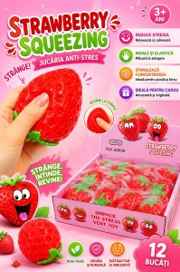 Jucărie Antistres Squishy Căpșună 7cm – Fidget Toy Moale și Elastic pentru Relaxare, Reducerea Stresului - Img 3