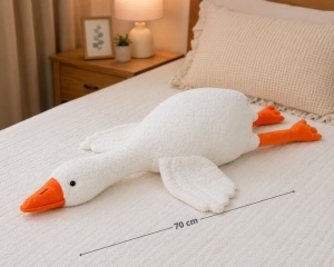 Jucărie de pluș gâscă albă 70 cm – pernă moale decorativă - Img 3
