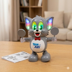 Jucărie Interactivă Electrică pentru Pisici, model Tom și Jerry, cu lumini și sunete, plastic - Img 2