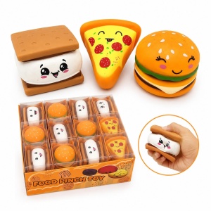 Jucării Squishy Food – Hamburger, Pizza și Marshmallow, Antistres Moi pentru Copii - Img 2