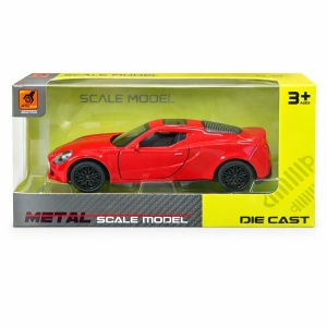 Macheta masina sport rosie coupe, detalii realiste, 15.5x7 cm