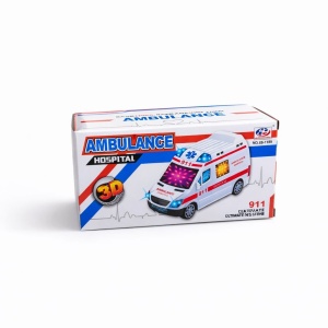 Masina ambulanta cu lumini 3D si sunet, jucarie interactiva, 17.5 cm - Img 2