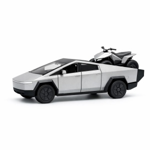 Masinuta pickup futurist cu ATV, aliaj metalic scara 1:32, gri, platforma spate