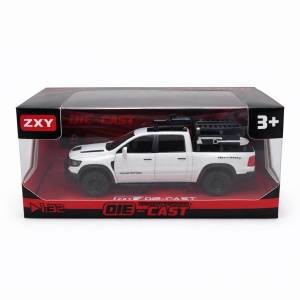 Masinuta pickup off-road metalica die-cast scara 1:32, alba, portbagaj bena, portiere functionale, 3+ - Img 2