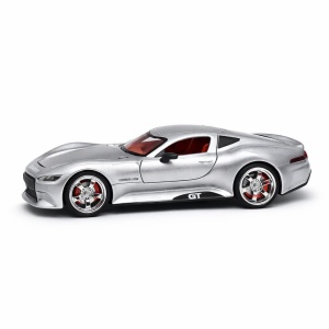 Masinuta sport GT aliaj metalic scara 1:32, argintie, design premium, usi deschidere, roti functionale