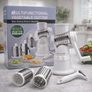 Razatoare manuala multifunctionala 4 in 1 pentru legume si fructe cu tamburi inox - Img 4