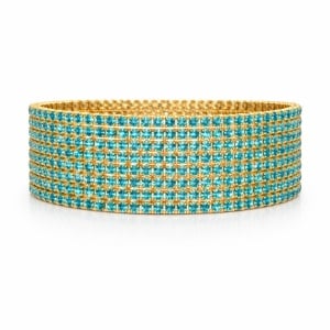Set 12 bratari ROXE aurii elastice cu pietre turcoaz stralucitoare elegante