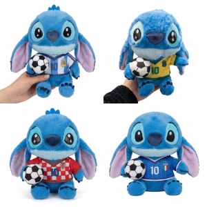 Set 4 jucarii de plus personaje albastre fotbal 25 cm cadou copii