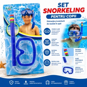 Set Snorkeling Albastru pentru Copii – Mască și Tub pentru Scufundări - Img 2