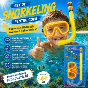 Set Snorkeling pentru Copii Galben – Mască și Tub Respirator pentru Înot și Scufundări - Img 2