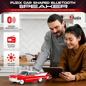 Boxa portabila Bluetooth masina retro, radio FM, USB, TF, AUX, LED, Type-C, rosu - Img 6
