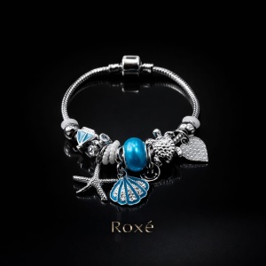 Bratara ROXE argintie cu stea de mare scoica si testoasa charmuri elegante - Img 2