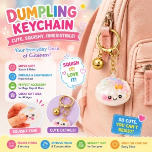 Breloc Dumpling Kawaii pentru Chei și Ghiozdan, Model Colorat, Aleatoriu