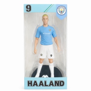 Figurina de colectie fotbalist cu minge, echipament albastru, 25 cm - Img 3