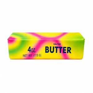 Jucarie antistres Butter Squishy 13cm, model pachet de unt rainbow marble, slow rising - Img 2