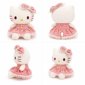 Jucărie pluș pisicuță roz cu rochiță, 50 cm, moale, cadou fete, decor kawaii