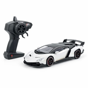 Masina RC metalica sport alba 1:24 cu telecomanda, usi functionale si acumulator