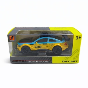 Masinuta metalica sport galben cu albastru tip, die cast, 15.5x7 cm, model racing - Img 2
