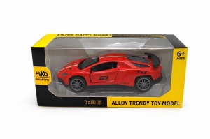 Masinuta sport metalica 1:36, design racing, deschidere usi, rosu, 15 cm - Img 2