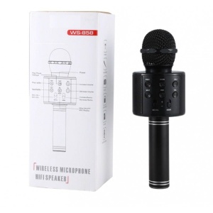 Microfon karaoke wireless Bluetooth cu difuzor, voice changer, USB si TF Card, negru - Img 3
