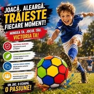 Minge de Fotbal Multicoloră Nr. 5 – Rezistentă, Aderență Excelentă, pentru Copii și Adulți - Img 2
