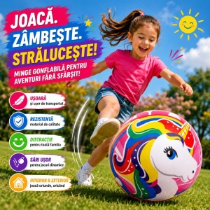 Minge Gonflabilă Unicorn pentru Copii - Ușoară, Rezistentă și Perfectă pentru Joacă în Exterior - Img 2