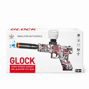 Pistol de jucărie motorizat tip Glock, gel blaster, albastru, 40 cm - Img 2