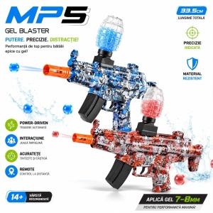 Pușcă Electrică cu Bile din Gel MP5 Gel Blaster – Lansator Automat cu Muniție Gel 7–8 mm