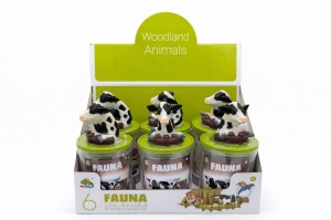 Set animale domestice in pahar cu figurina vaca, 12 piese, jucarie copii - Img 3