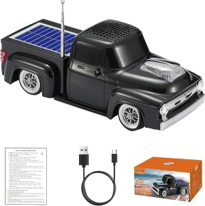 Boxa portabila Bluetooth masina vintage, radio FM, panou solar, USB, TF, lumini LED, negru - Img 2