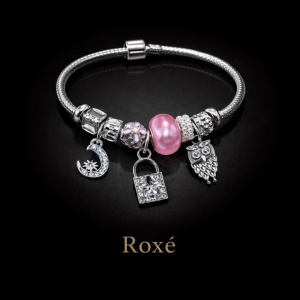 Bratara ROXE argintie cu luna bufnita si lacat charmuri elegante dama - Img 4