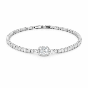 Bratara Roxe argintie cu pietricele si cristal central, eleganta, 18cm