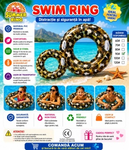 Colac Gonflabil Leopard 120 cm – Colac de Înot cu Model Animal Print pentru Piscină și Plajă - Img 3