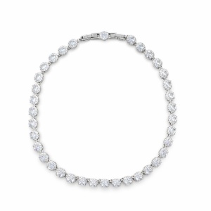 Colier dama ROXE premium argintiu cu cristale stralucitoare, design elegant, 40 cm