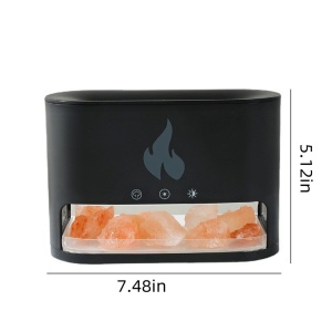Difuzor aromaterapie flacara LED cu sare Himalaya, umidificator aer silentios USB, negru - Img 3