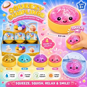 Jucărie Antistres Squishy Dumpling cu Apă și Sclipici 8,5 cm – Soft Squishy - Img 3
